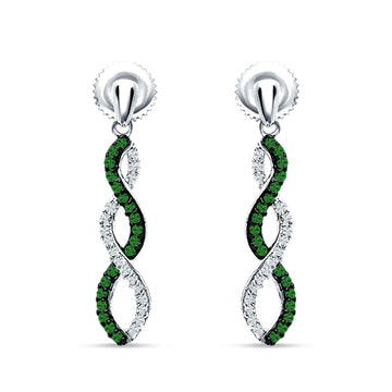 Twisted Infinity Stud Earring Green Emerald CZ 925 Sterling Silver Wholesale